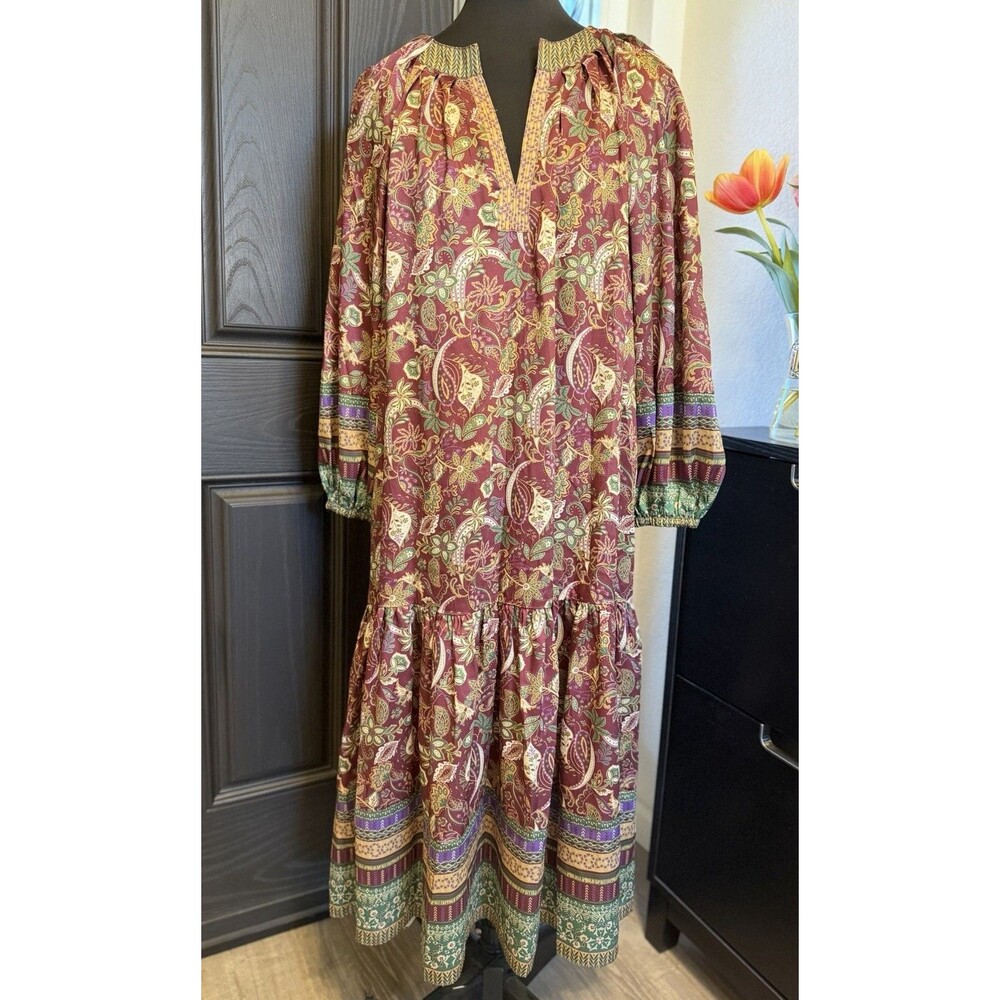NWT $120 Anthropologie Current Air Winnie Paisley Dress Tiered Long Size M